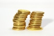 gold coins on the white background gold coins on the white background