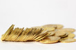 gold coins on the white background gold coins on the white background
