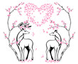 valentine card with two beautiful deers