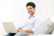 Relaxing at laptop