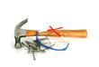 claw hammer with nails and safety glasses