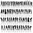 girl in various poses black vector silhouette