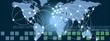 World map with hot points of connections network and servers loc