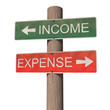Illustration: Income and expense signpost. Isolated on the white background Income and expense signpost. Isolated on the white background