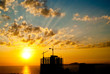 Sun set at back tower crane Sun set at back tower crane