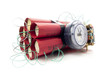 Dynamite time bomb on a white background