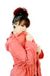 teenage girl in raincoat