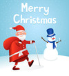 Santa Claus and Snowman - Christmas Card