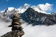 Photo: view of everest with stone man from gokyo ri view of everest with stone man from gokyo ri