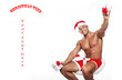 A man with Christmas gifts in a Santa uniform
