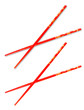 Pair of red chopsticks isolated on white with clipping path incl