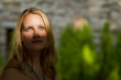 Blonde Caucasian Woman with Upper Face Lit