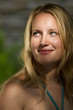Beautiful Woman looks Left with Face lighten