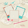 Vector: Retro scrap template sky background and photo frames Retro scrap template sky background and photo frames