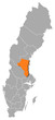 Map of Sweden, Gävleborg County highlighted