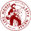 Stamp with text live music written inside, vector
