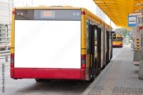 Photo: Blank billboard on back of bus Blank billboard on back of bus