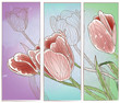 set di banner o pannello artistico con tulipani