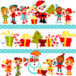 Christmas background with set kids