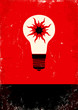 Red and black poster with bulb