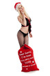 Sexy young woman with Christmas sack