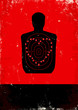 Red and black poster with target