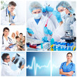 Medical doctors  in a laboratory. Collage.