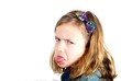 Foto: Grumpy girl on white background Grumpy girl on white background