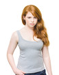 Fiery And Unhappy Woman With Red Hair