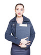 Business Woman Holding Marketing Strategy Document
