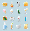 Sticker icons for food and drinks Sticker icons for food and drinks