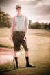 Unhappy Old Fashioned Golfer
