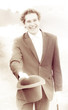 Vintage Business Man Greeting With Hat Off