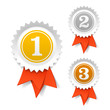 Gold, silver and bronze award ribbons