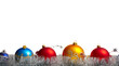 Christmas balls over white background