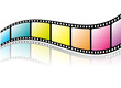 Colorful film strip with reflection