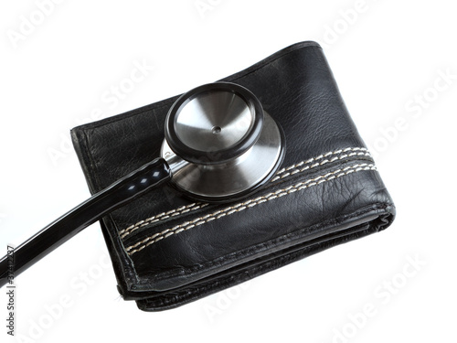 Photo: Stethoscope on a wallet Stethoscope on a wallet