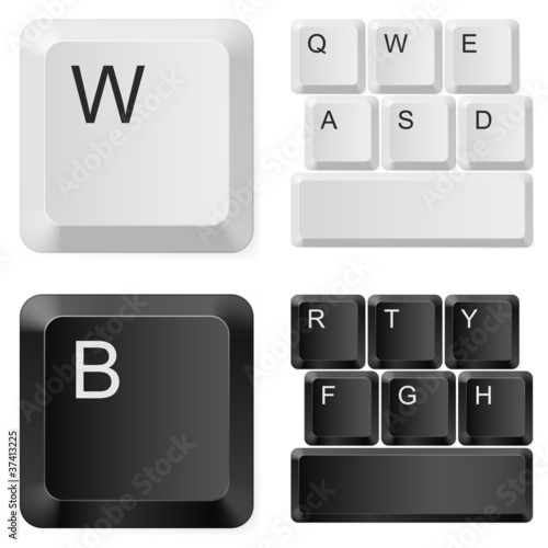 Vector: White and black computer keys. White and black computer keys.