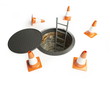 open manhole with a ladder inside