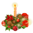 Designer Christmas gifts and a bouquet of flowers with Designer Christmas gifts and a bouquet of flowers with