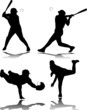 Baseball players silhouette - vector Baseball players silhouette - vector