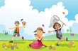 Happy children in Spring season