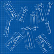 tools blueprint sketch, vector