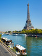 View of a living barge on the Seine in Paris View of a living barge on the Seine in Paris