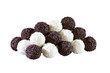 pyramid of sweets of white and dark chocolate