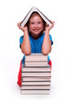 Cute schoolgirl with book.