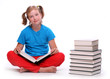 Cute schoolgirl with book.