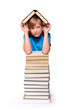 Cute schoolgirl with book.