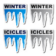 vector winter blue icicle stickers