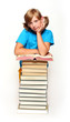 Cute schoolgirl with book.